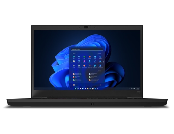 Den mobila workstationen Lenovo ThinkPad P15v Gen 3 framifrån med tangentbord och skärm