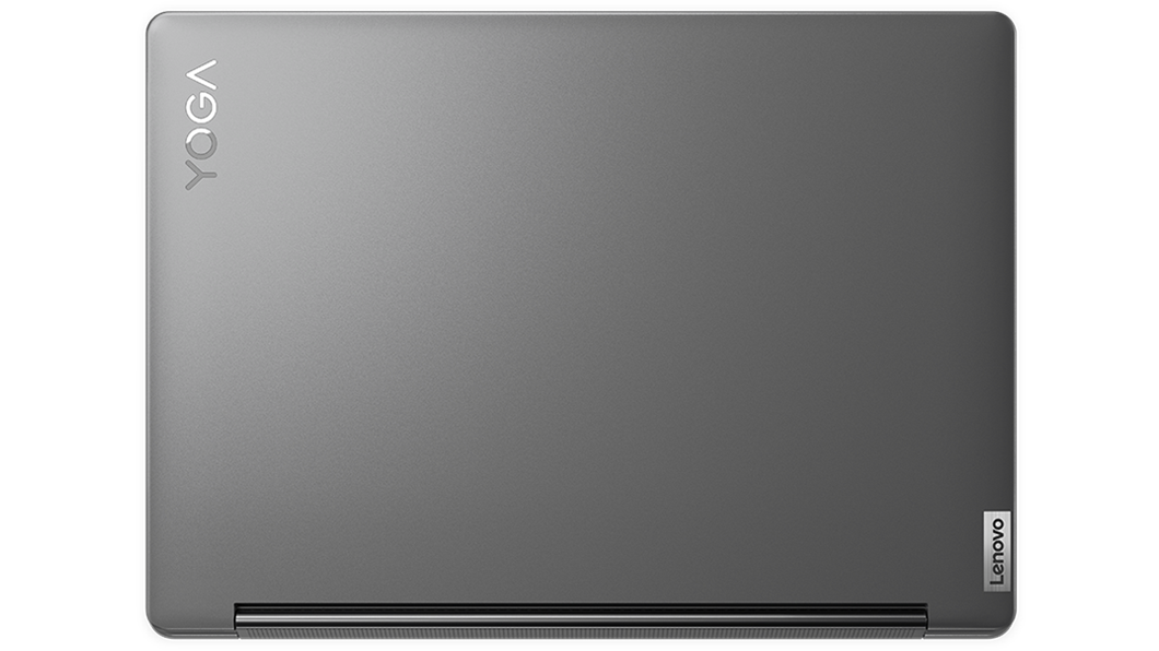 Vista de la cubierta superior del Yoga 9i de 7.ª generación de 7.ª generación en color gris tormenta cerrado