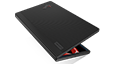 Thumbnail: Lenovo ThinkPad X1 Fold foldable PC in book mode, showcasing 100% recycled PET* plastic Woven Performance Fabric top cover.