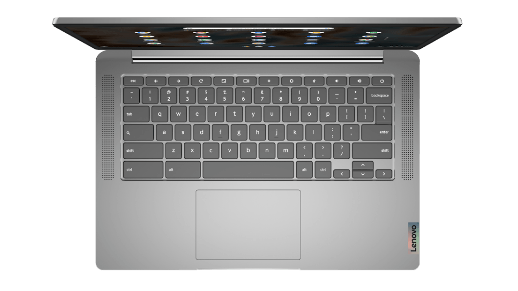 IdeaPad 3 Chromebook Gen 6 (14″ MTK), Arctic Grey, Profil von oben