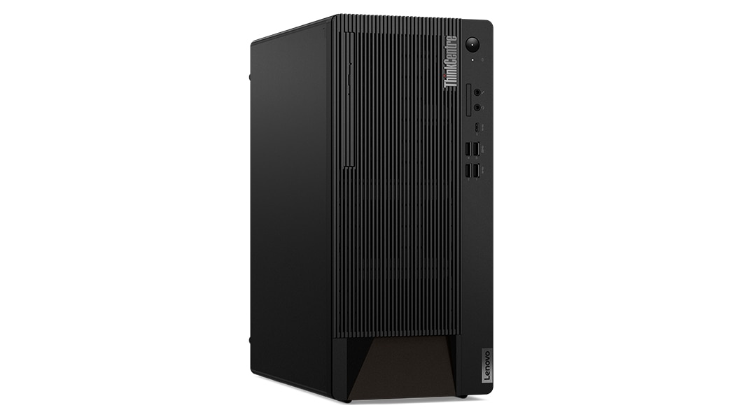 Left side view of ThinkCentre M90t Gen 3 (Intel) Tower, showing side panel & front ports