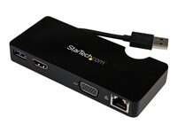 StarTech.com USB 3.0 to HDMI or VGA Adapter Dock - USB 3.0 Mini Docking Station w/ USB, GbE Ports - Portable Universal Laptop Travel Hub (USB3SMDOCKHV) - docking station - USB - HDMI - GigE