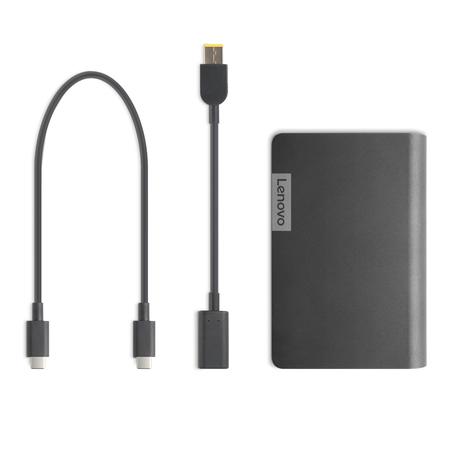 Lenovo USB-C Laptop Power-Bank 14000 mAh (mit USB-C-auf-Rundstecker-Adapter, USB-C-auf-Flachstecker-Adapter und USB-C-auf-USB-C-Kabel)