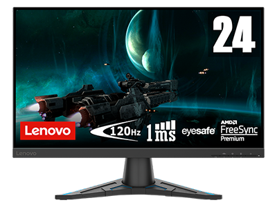 Monitor Gaming Full HD Lenovo G24e-20 de 24" (60,96 cm) com Eyesafe (VA, 120 Hz a 1 ms, HDMI DP, FreeSync Premium, inclinação)