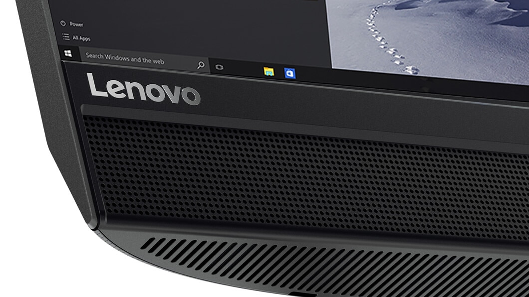 Lenovo Ideacentre AIO 510 (23), speaker detail with Lenovo logo