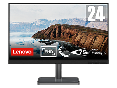 Monitor Lenovo L24i-30 24" FHD (IPS, 75Hz 4ms, HDMI VGA, FreeSync, Supporto per Smartphone, Inclinabile)