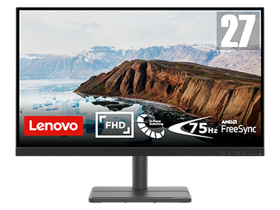 Écran Lenovo L27e-30 27" FHD (IPS, 75Hz 4ms, HDMI VGA, FreeSync, Support pour Téléphone, Inclinable)