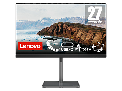 Lenovo L27m-30 27" FHD Monitor met Eyesafe (IPS, 75Hz 4ms, HDMI DP, USB-C, FreeSync, Luidsprekers, Telefoon Houder, Kantelbaar/Draaibaar/In hoogte verstelbaar)