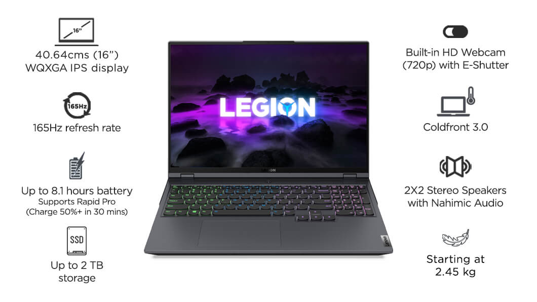 Legion 5 Pro (16, AMD) | RTX™ 3060 6GB, 3070 8GB Laptops | Lenovo India