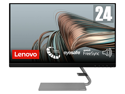 Écran Lenovo Q24i-1L 24" FHD avec Eyesafe (IPS, 75Hz 4ms, HDMI VGA, FreeSync, Haut-parleurs, Inclinable)