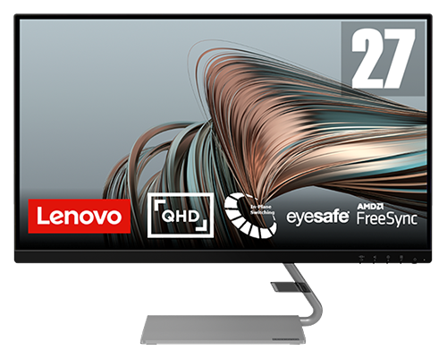 Monitor QHD 2K Lenovo Q27q-1L de 27" con (IPS, 75 Hz 4 ms, HDMI DP, FreeSync, altavoces, inclinación) | Lenovo