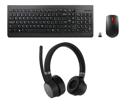 Lenovo Pacote de trabalho 1 - teclado e mouse, fone de ouvido