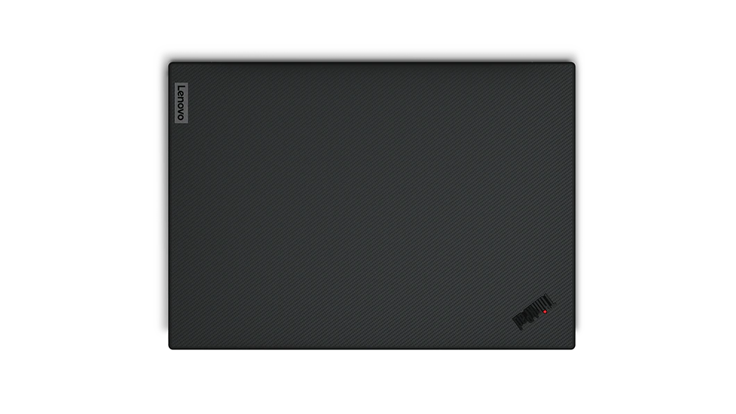 Imagen de la tapa opcional de la laptop workstation ThinkPad P1 4ta Gen de fibra de carbono texturizada