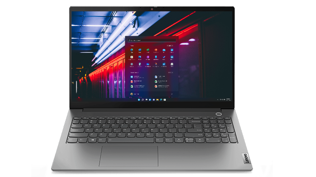 Vooraanzicht van de Lenovo ThinkBook 15, 2e generatie met toetsenbord
