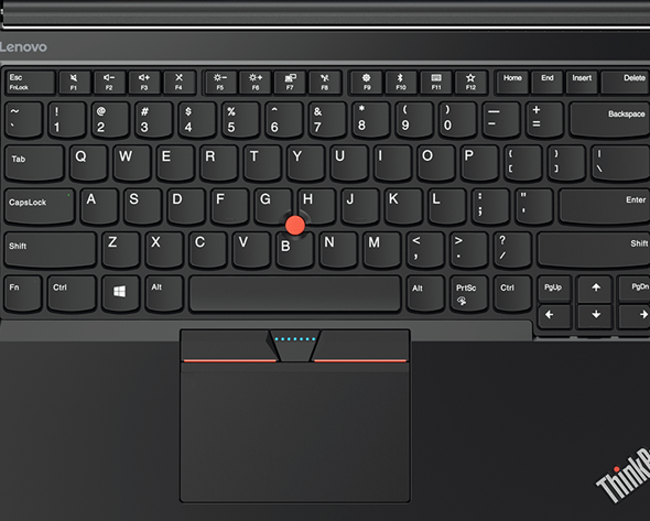 Lenovo ThinkPad E570 Detail View of Keyboard with TrackPoint