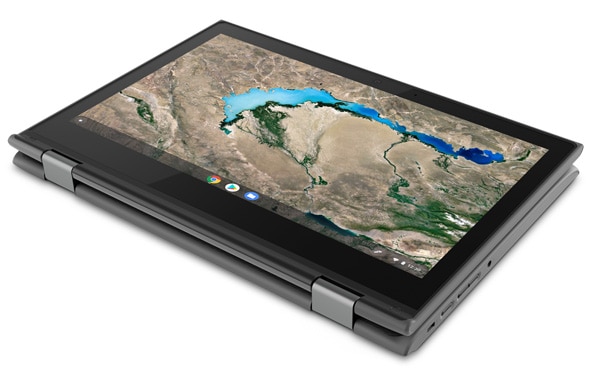 The Lenovo 300e Chromebook (2nd Gen, MTK) in Tablet mode.