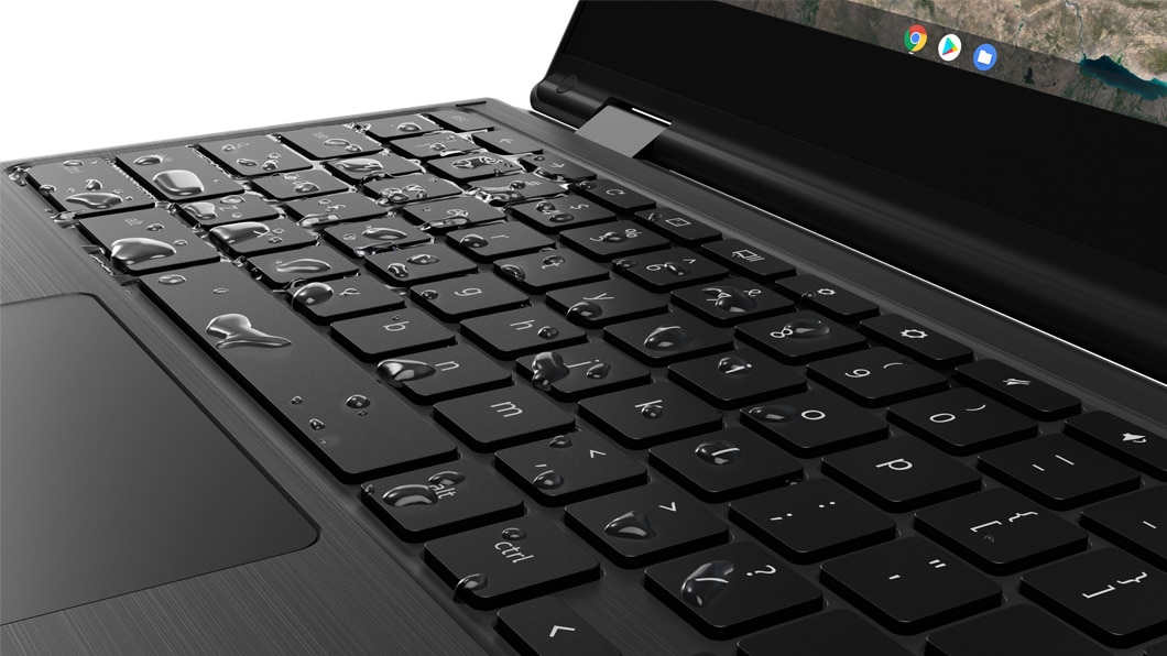 Lenovo 300e Chromebook showing keyboard