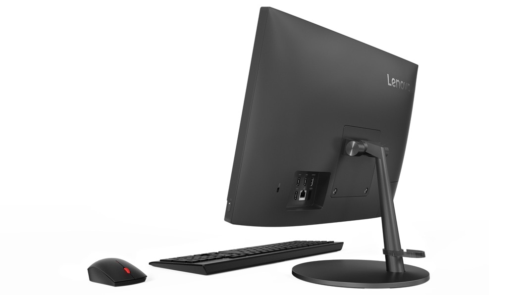 Lenovo V330 AIO left side rear view with keyboard and mouse