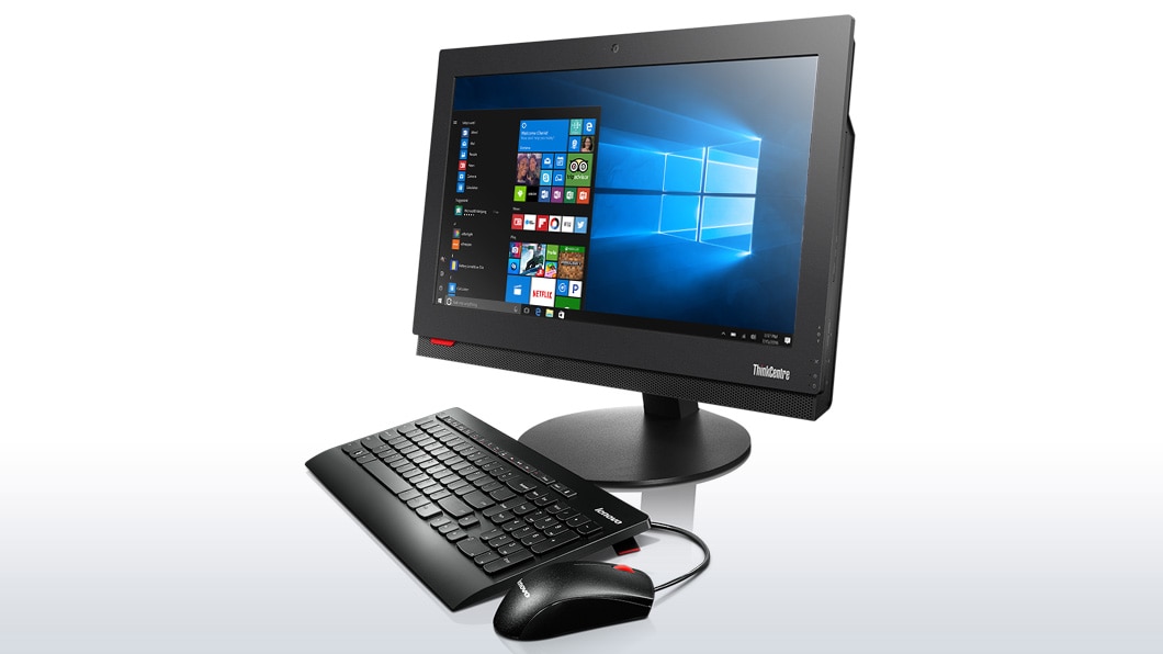 Lenovo ThinkCentre M700z AIO, front right side view with peripherals