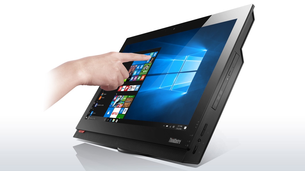 Lenovo ThinkCentre M800z AIO front right side view featuring optional touchscreen