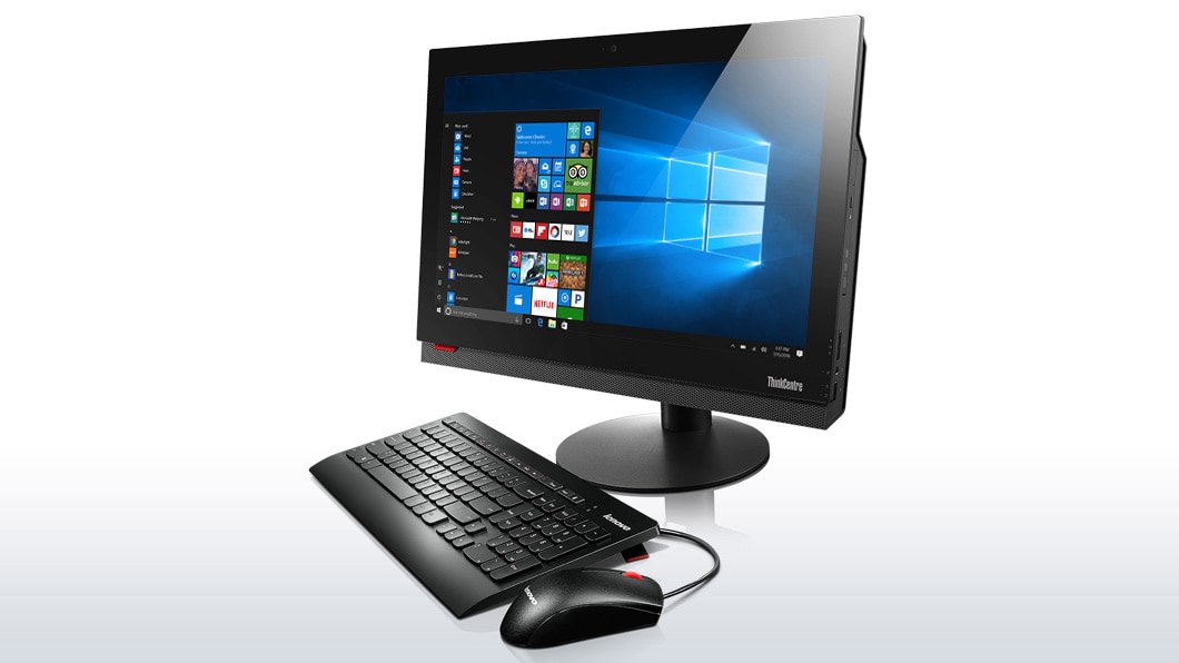 Lenovo ThinkCentre M800z AIO front right side view with peripherals