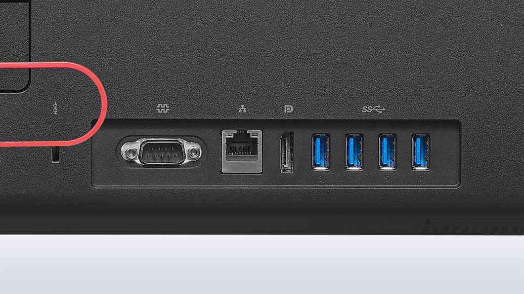 Lenovo ThinkCentre M900z Touch AIO, back ports detail view