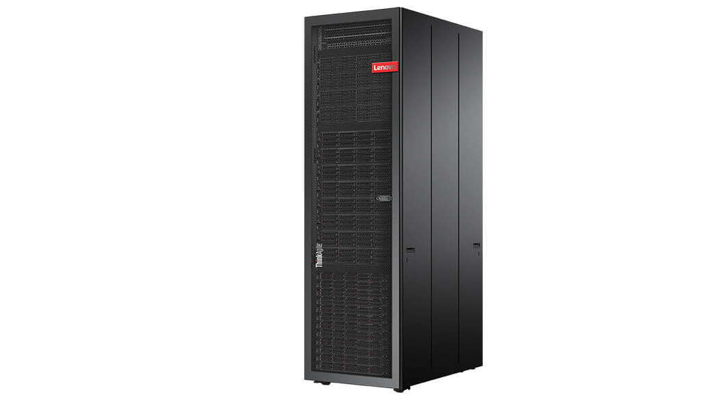 Lenovo ThinkAgile SXN3000 Series with 42U Rack Front Left Side View
