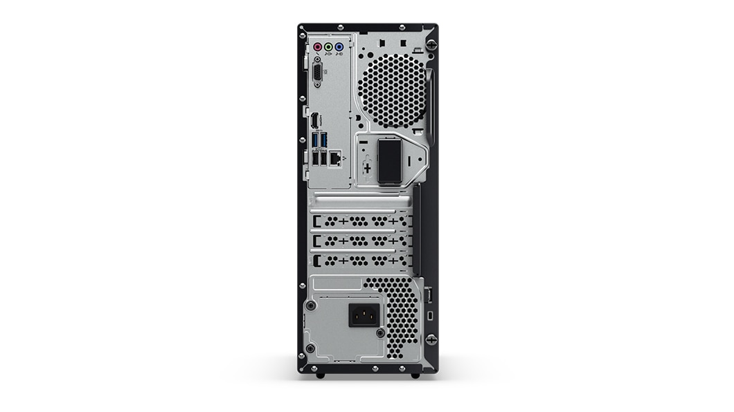 Rear side of Lenovo Ideacentre 510 tower showing ports and vents.
