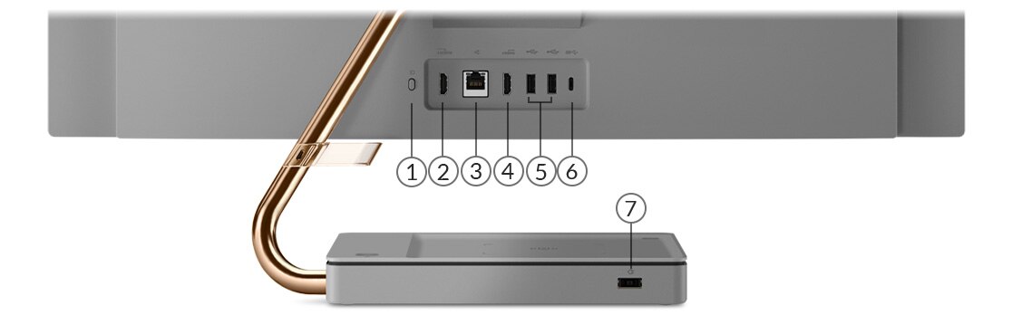 Моноблок Lenovo IdeaCentre A540 (27): вид сзади с указанием портов и разъемов