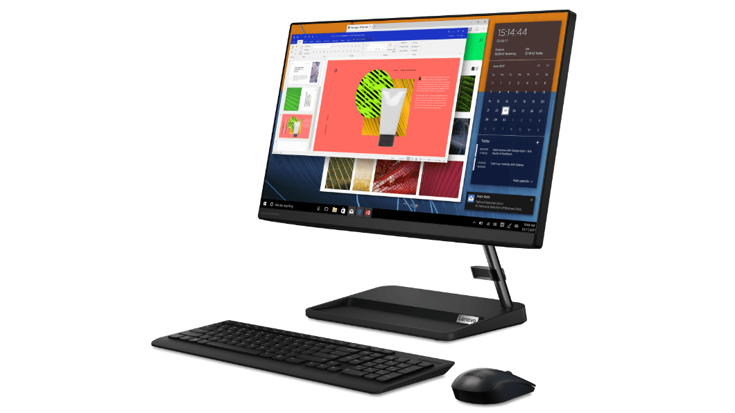 IdeaCentre AIO 3i Gen 6 (22'' Intel) black three-quarter right view keyboard and mouse sold separately 