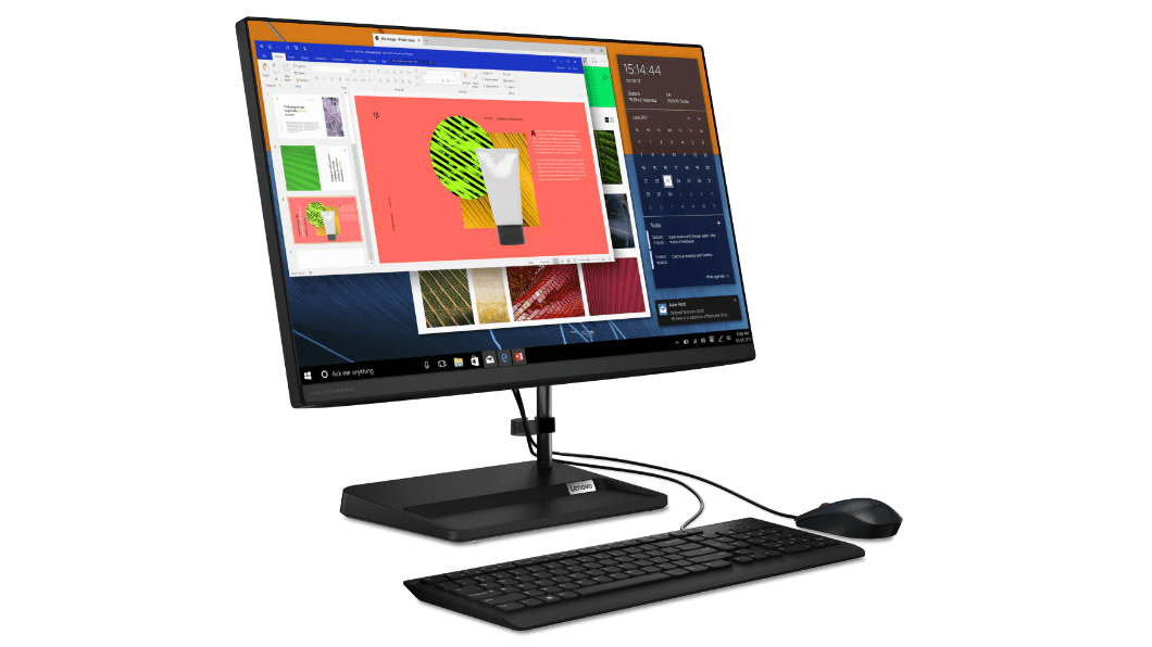 IdeaCentre AIO 3i Gen 6 (24'' Intel) black three-quarter left view keyboard and mouse sold separately