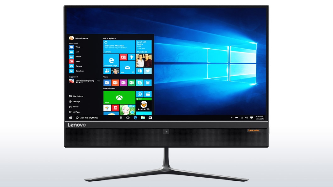 Lenovo Ideacentre AIO 510 (22) in black, front view featuring Windows 10