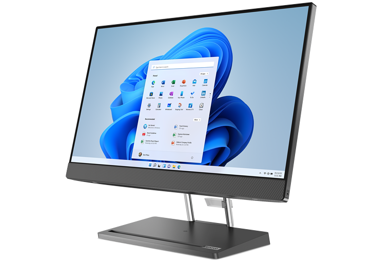 Three-quarters facing Lenovo IdeaCentre AIO 5i Gen 7 All-in-one PC, positioned vertically.