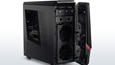 Lenovo Ideacentre Y900, front panel open showing optical drive and fans thumbnail