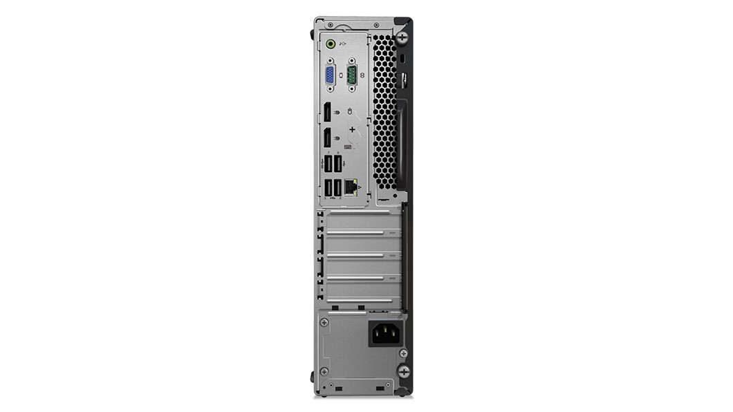 Rear shot of the the ThinkCentre M720 SFF, showing the various ports