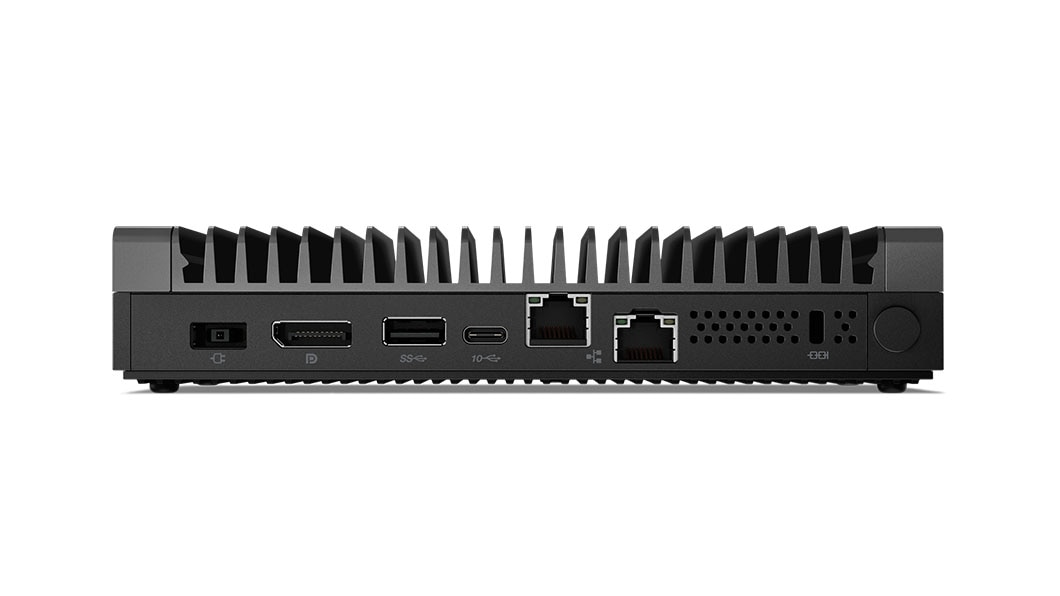 Rear view of the Lenovo ThinkCentre M90n Nano IoT, showing the ports