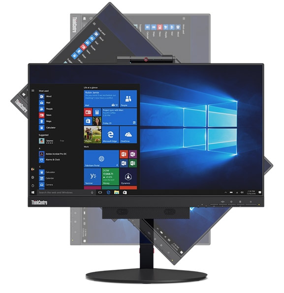 Lenovo ThinkCentre TIO 3 (22), front view showing 90 degree monitor rotation