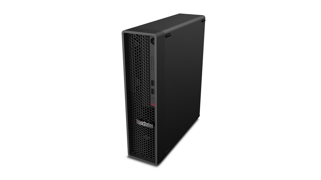 Right angle view of the ThinkStation P340 SFF workstation.