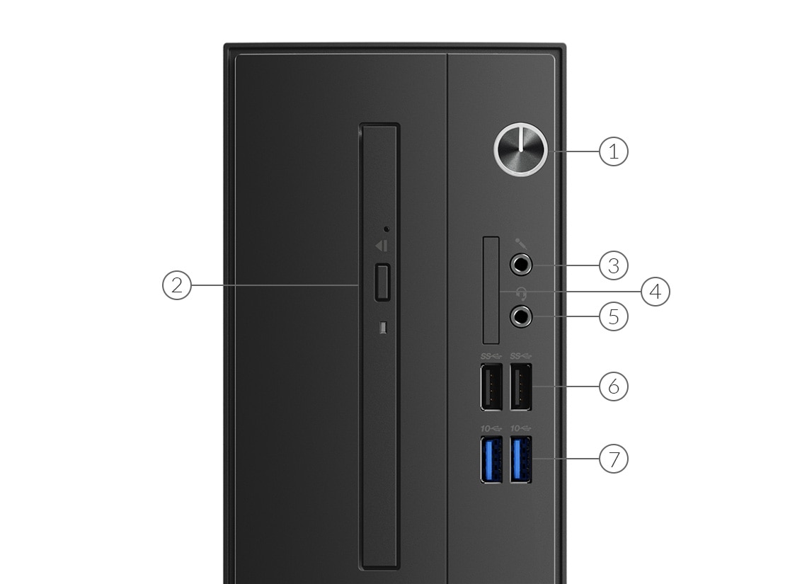 Lenovo 桌上型電腦 V530s Tower 連接埠標誌正面
