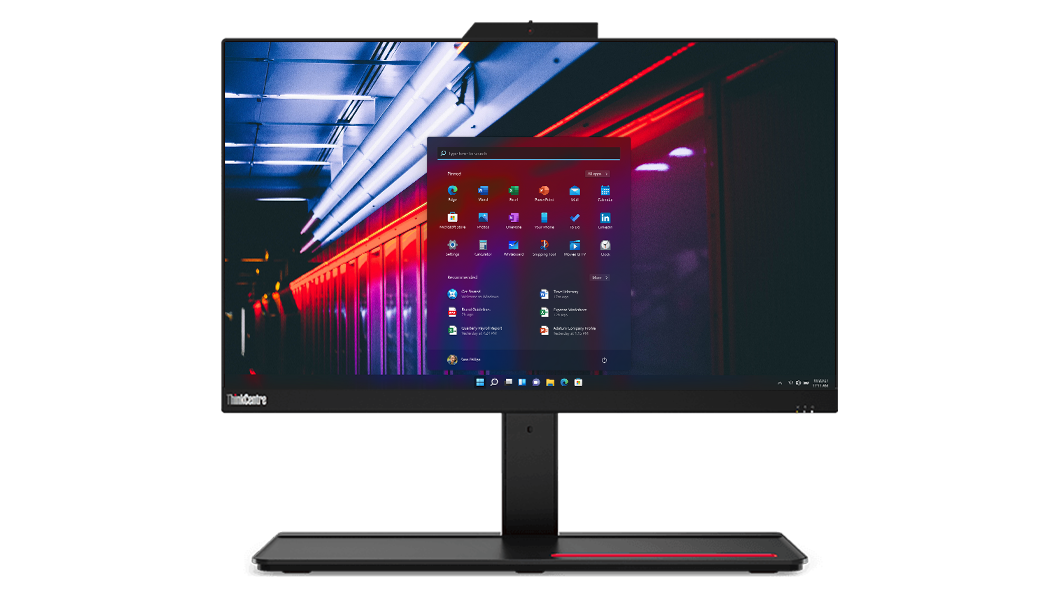 Front facing Lenovo ThinkCentre M70a Gen 2 all-in-one with 21.5