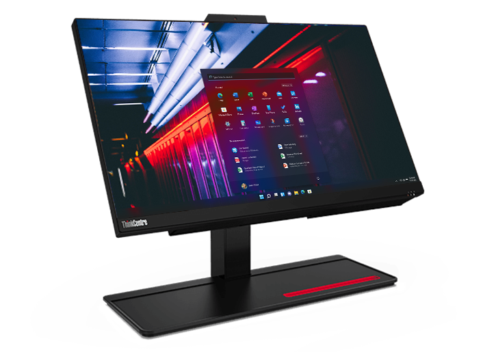 Lenovo ThinkCentre M70a Gen 2 all-in-one with 21.5'' display tilted slightly up.
