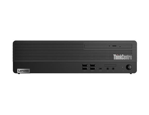 Front facing Lenovo ThinkCentre M90s Gen 2 small form factor positioned horizontally.