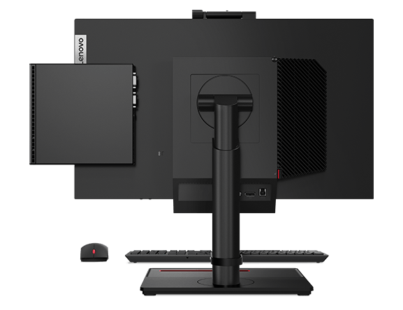 08_ThinkCentre M70q_GEN_2_Hero_KB_Mouse_TIO-24_G4_Rear_forward_facing (Include disclaimer: monitor, keyboard, mouse not included)