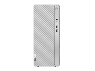 Front-facing Lenovo IdeaCentre 5i Gen 8 (Intel) family desktop tower, showing front ports & Lenovo logo