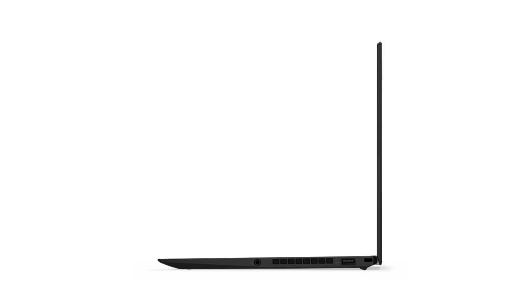 Right profile of Lenovo ThinkPad X1 Carbon (6th Gen) in Black, open 90 degrees.