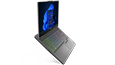 Legion 5i Gen 7 (15” Intel) in Storm Grey, front facing right, Windows 11 on screen