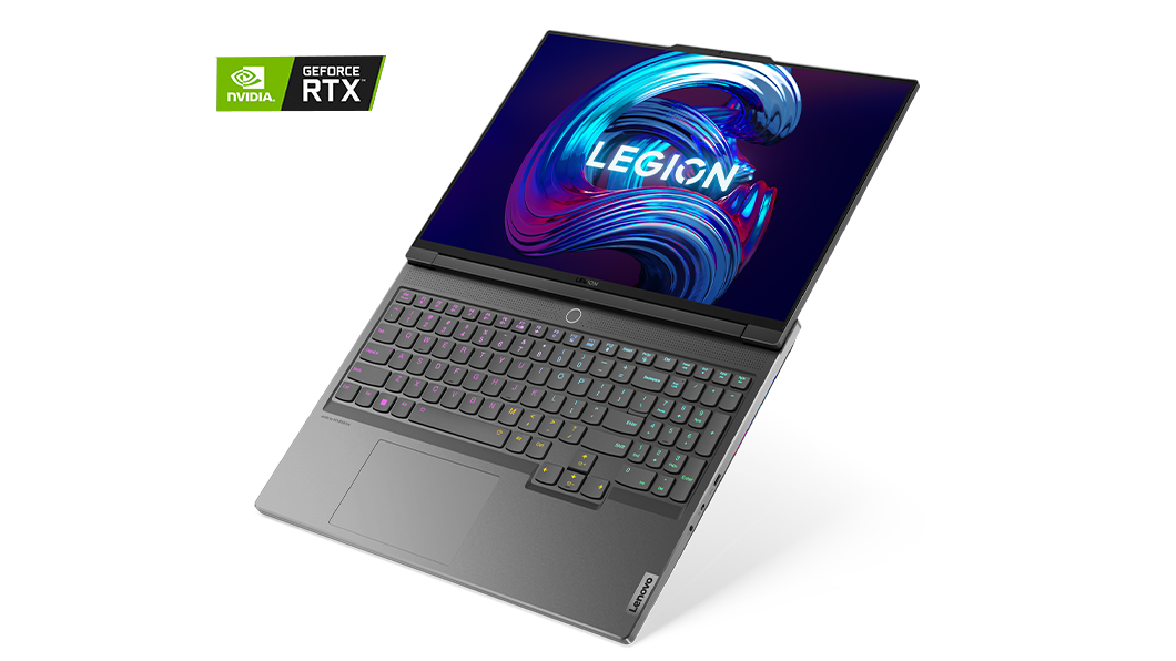 Laptop Legion 7i 7ma Gen (16”, Intel) abierta a 180° disposición a 45° 