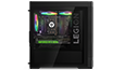 Legion Tower 5i Gen 7 left side profile with view of window that shows RGB fans and an NVIDIA® GeForce RTX™ 3070 GPU.