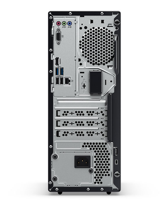 Lenovo Ideacentre 510A, back view showing ports, venting, and expansion slots