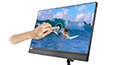 Lenovo Ideacentre AIO 520 (22) in black, display view with hand touching screen thumbnail